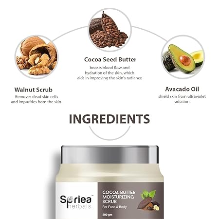 Spriea Herbals Natural Cocoa Butter Moisturizing Scrub Ingredients 