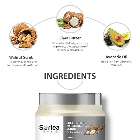 Ingredients Spriea Herbals Natural Shea Butter Moisturising Scrub 